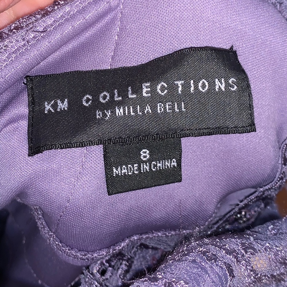 NWT KM Collections by Milla Bell Lavender Lace Tiered Evening Gown Sz 8 Formal - Picture 4 of 5